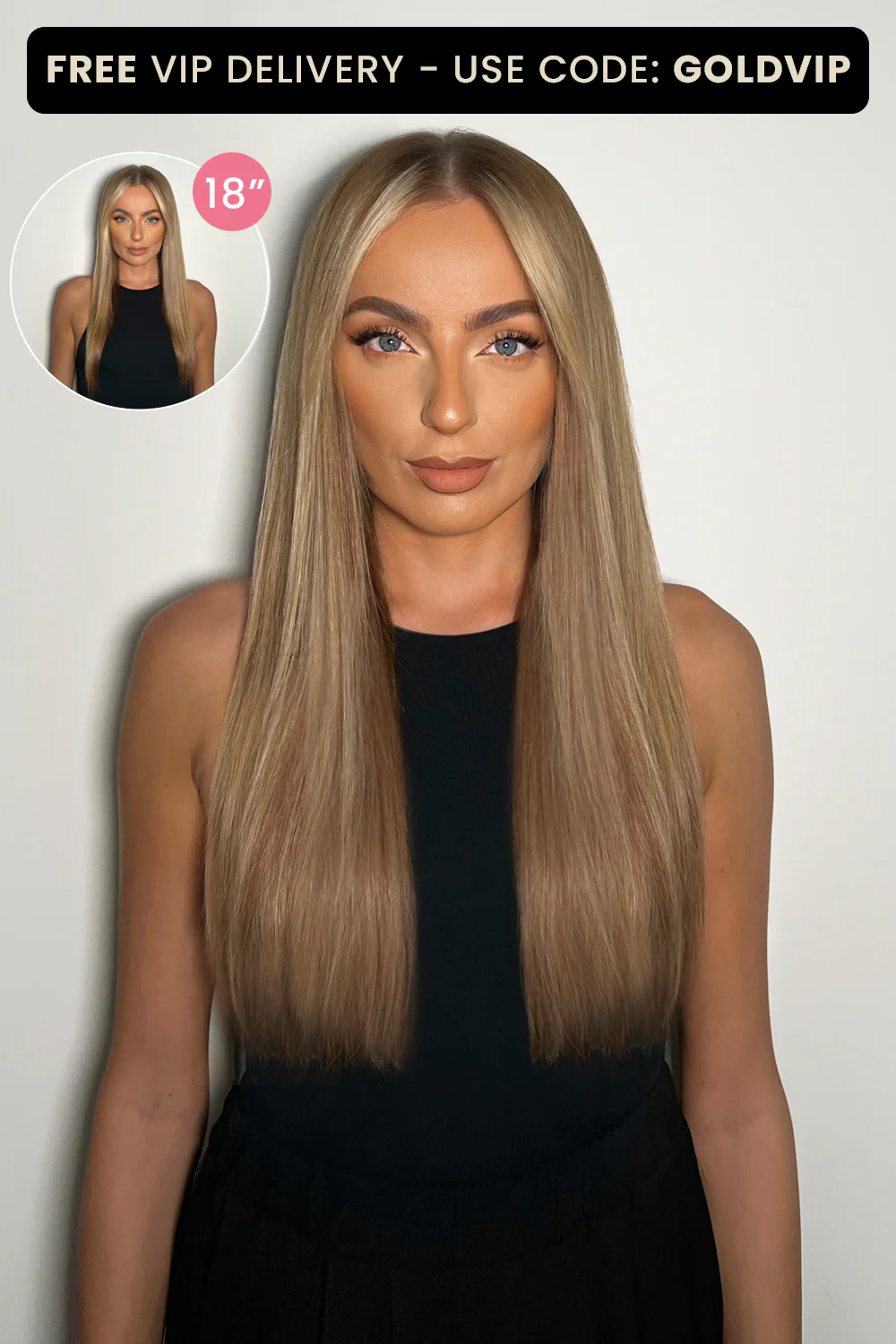 Luxury Gold 18" 150g 5 Piece Human Hair Extensions - Image 4