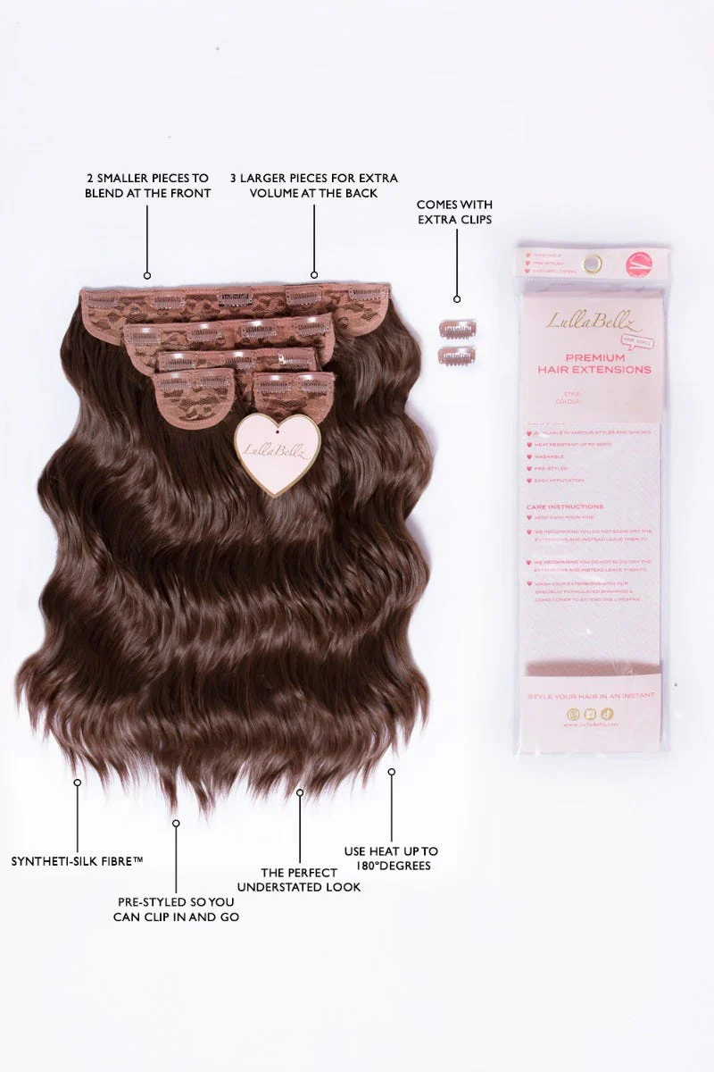Super Thick 16'' 5 Piece Brushed Out Wave Clip In Hair Extensions - Image 4