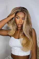 The Mya - Balayage Bronde Midi Curve Lace Front Wig [Clearance Lines]