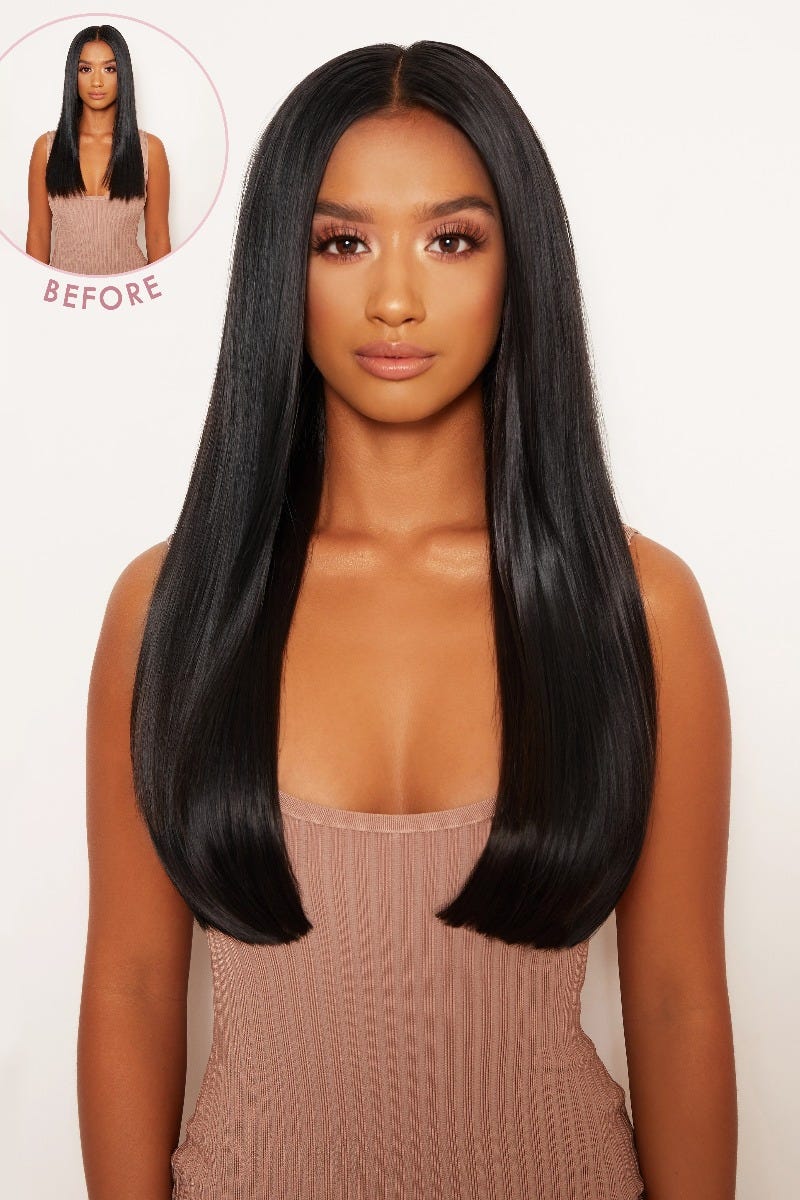 Thick 18" 1 Piece Straight Clip In Hair Extensions - Image 4